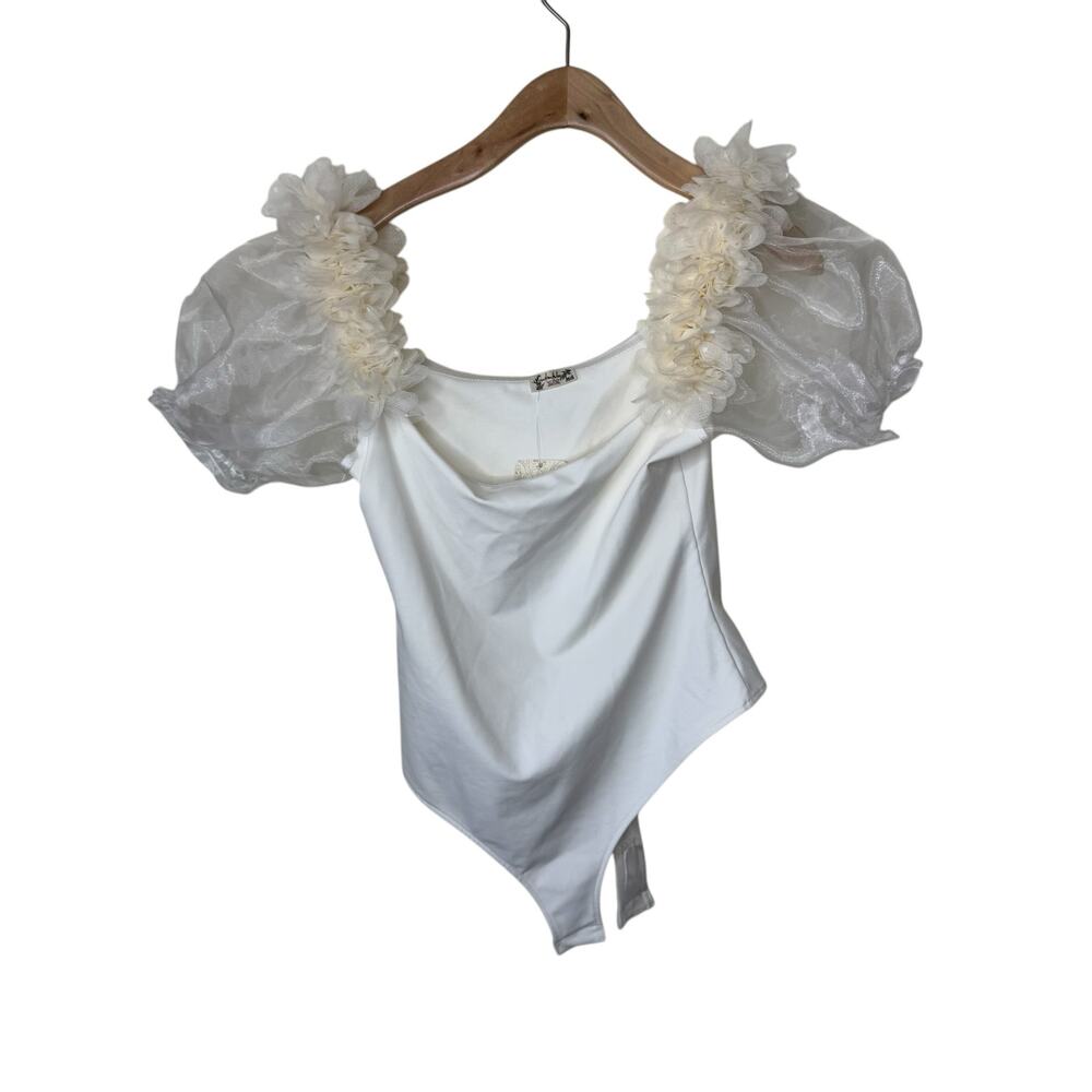 FREE PEOPLE Intimately Free Pretty Petals Bodysuit in Ivory NWT Small